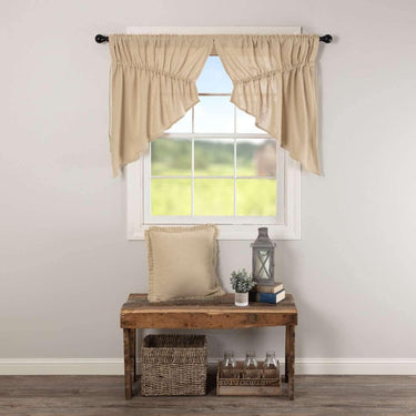 Burlap Vintage Prairie Swag Curtain Set of 2 36x36x18 VHC Brands - The Fox Decor